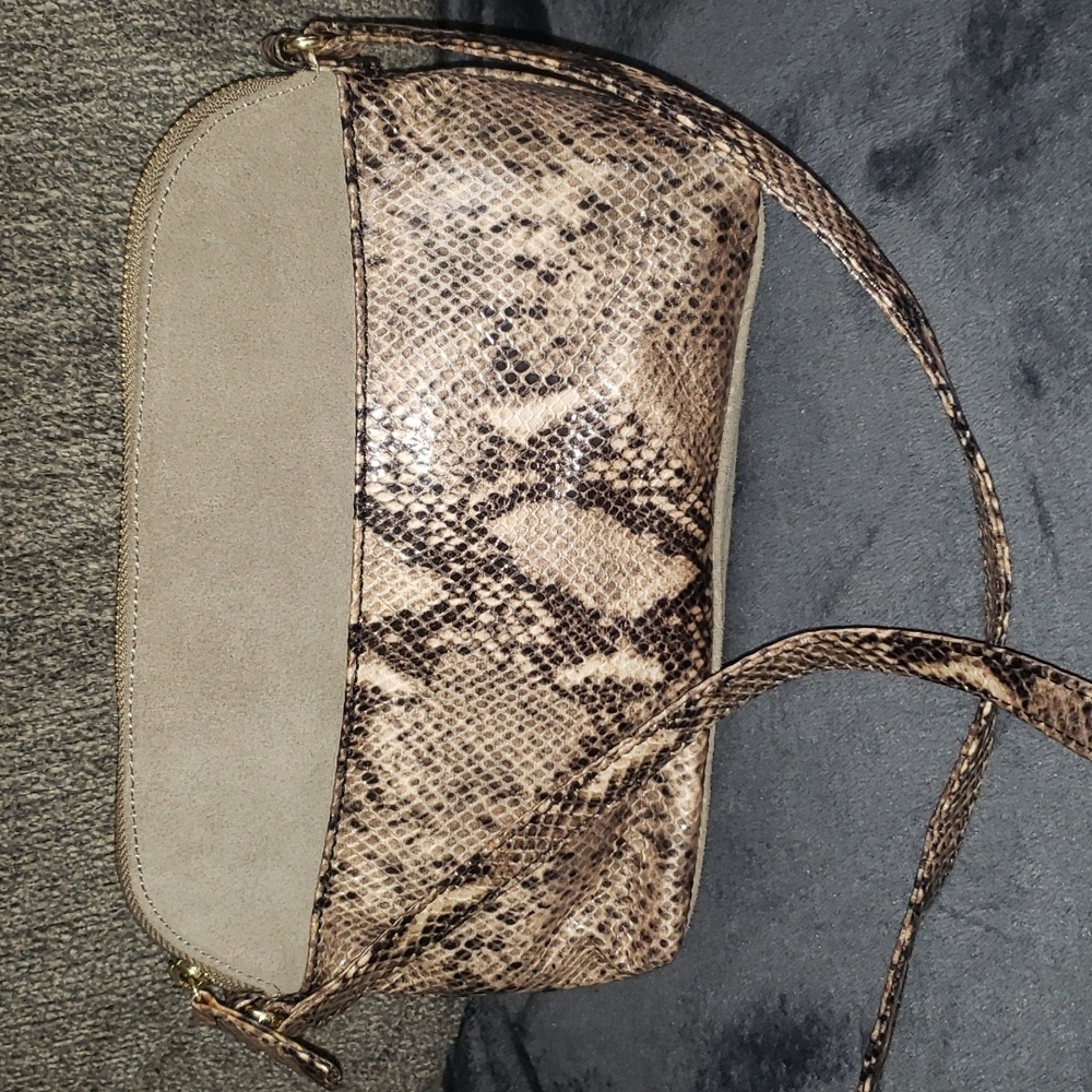TALBOTS Medium Suede and Snakeskin Shoulder Hand Bag Purse